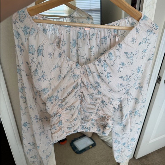 Free People Final Rose Floral Ruched Corset Top | Romantic Cottagecore Boho - Picture 6 of 11